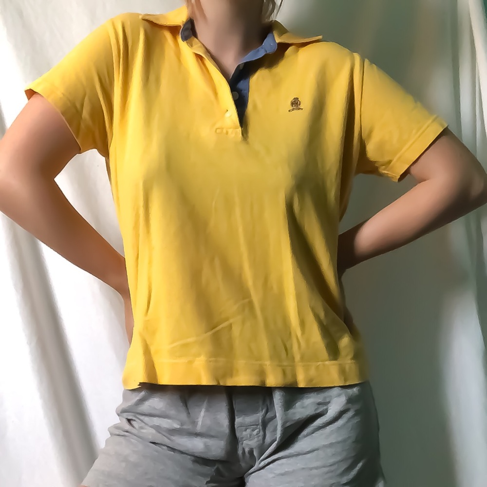 Yellow and blue polo